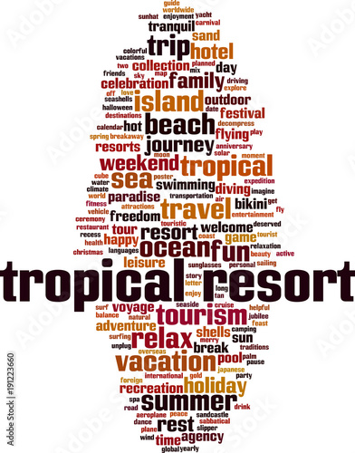 Tropical resort word cloud