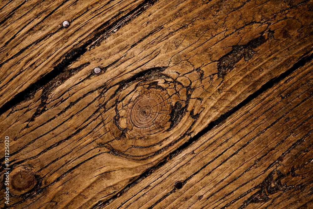 Thick wood planks with deep cracks splinters and knots. Dark brown natural  organic background. Stock Photo | Adobe Stock