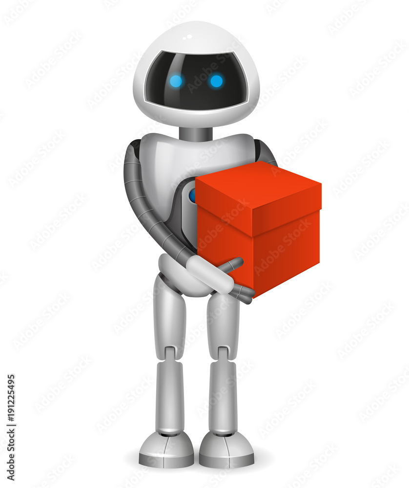 Robot holding red box Robot holding red box