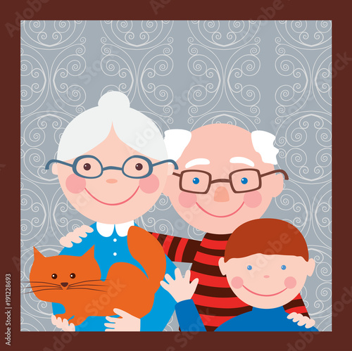 Portrait of the grandparents with their grandson