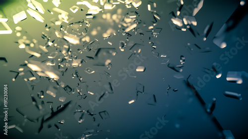 Fotografie, Obraz Beautiful fragments of glass splinters black background