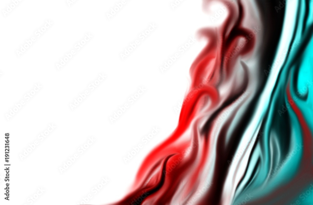 Turquoise blue and red abstract layered stone like vivid decoration and white empty background Turquoise blue and red abstract layered stone like vivid decoration and white empty background