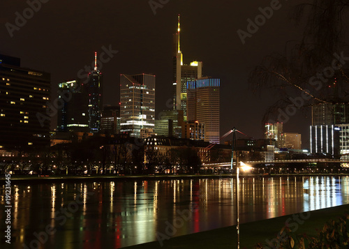 The lights of the big city.The lights of the big city, the embankment of the River Main in Frankfurt.