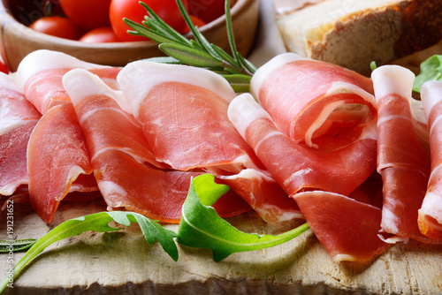 Raw ham, italian prosciutto crudo