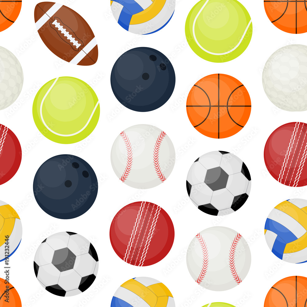 Sports Balls Seamless Pattern Background. Vector Sports Balls Seamless Pattern Background. Vector