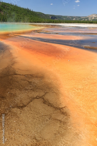 Upright picture of Grand Prismatic Spring in Yellowstone National Park