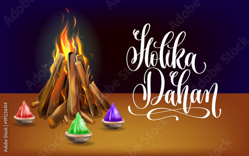 Holika Dahan celebration poster ti indian winter holiday design photo