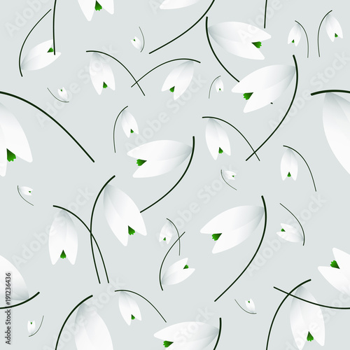 Snowdrop pattern seamless. Galanthus. Simple flat vector illustration.