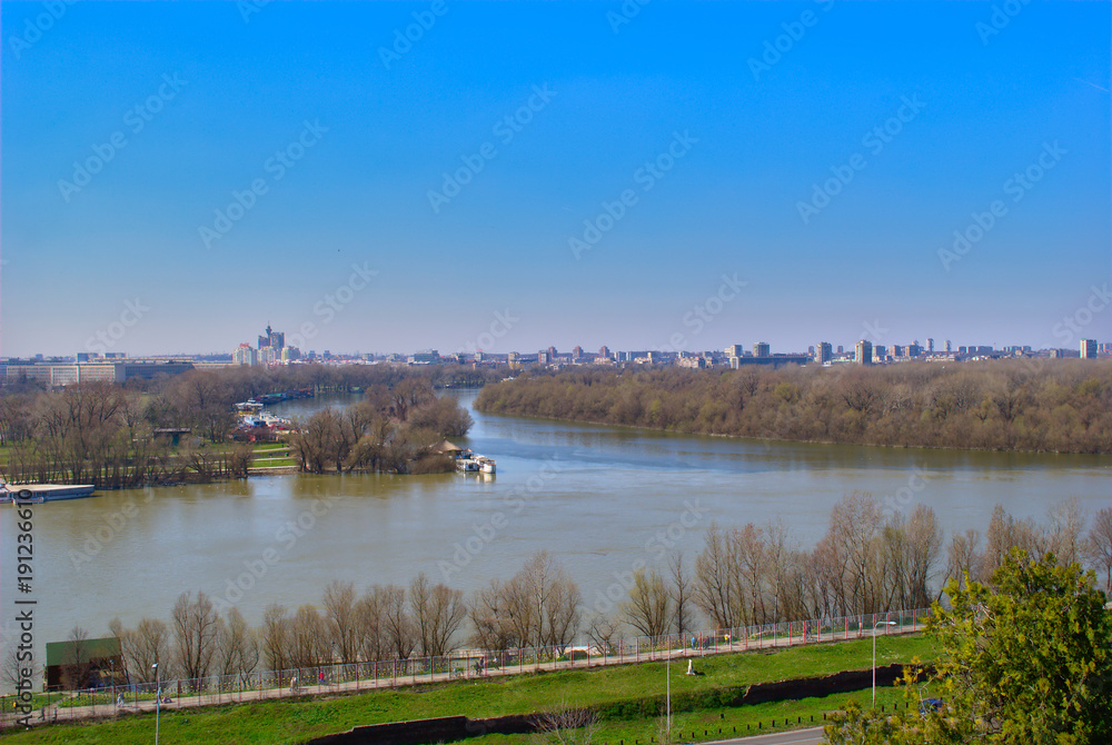 Belgrade - Confluence of Save and Danube River Belgrade - Confluence of Save and Danube River