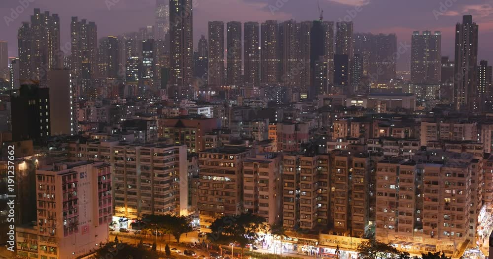 Hong Kong residential building at night Hong Kong residential building at night