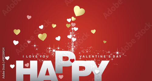 Happy Valentines Day firework red landscape greeting card