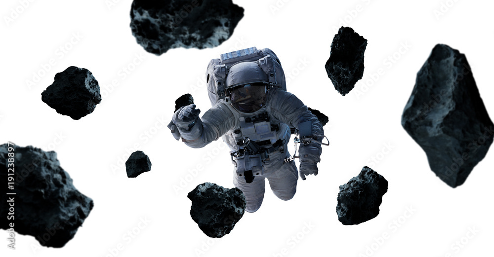 Naklejka premium Astronaut isolated on white background 3D rendering elements of this image furnished by NASA