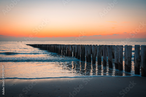 Dutch beach at sunset