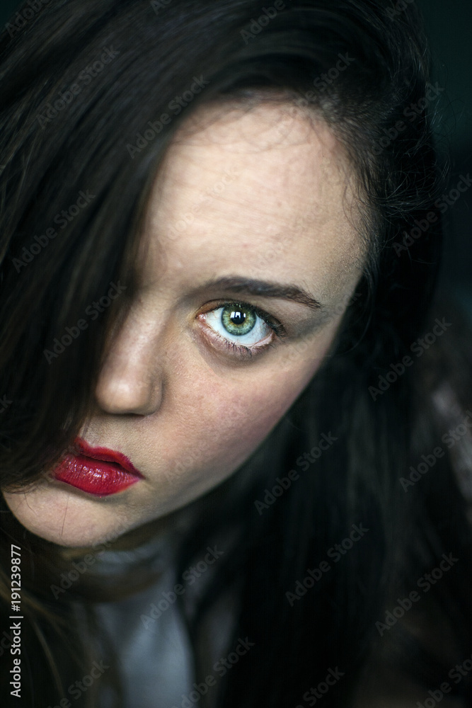 portrait of young woman indoors portrait of young woman indoors