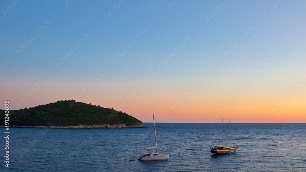 Sunset at the Adriatic Sea in Croatia