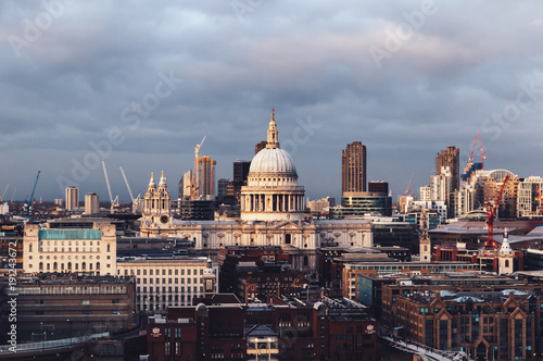 St Paul's Cathderal dome on London skyline on cloudy day photo