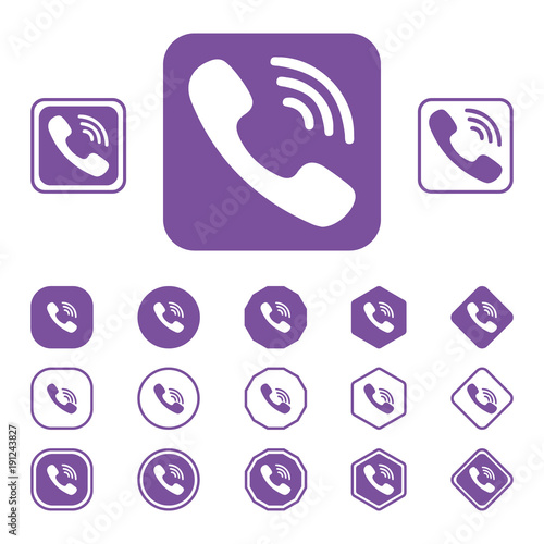 Set of Viber flat icon on a white background