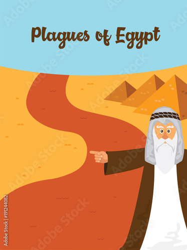 The Ten Plagues - An illustration of the first of the ten plagues of Egypt. the story of Jewish holiday Passover