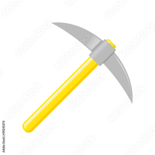 Wooden pickaxe with iron tip,pickax on white background