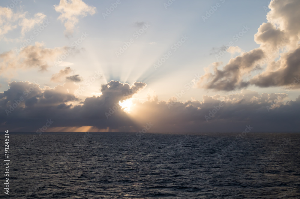 Cloudy sunset over the Caribbean Ocean Cloudy sunset over the Caribbean Ocean