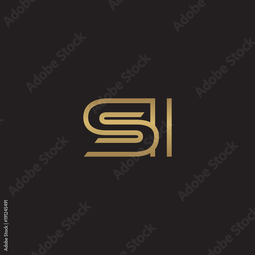 initial letter logo line unique modern, gold color
