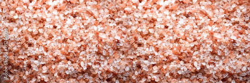 Pink himalayan salt background. Ingredients for cooking. Banner photo