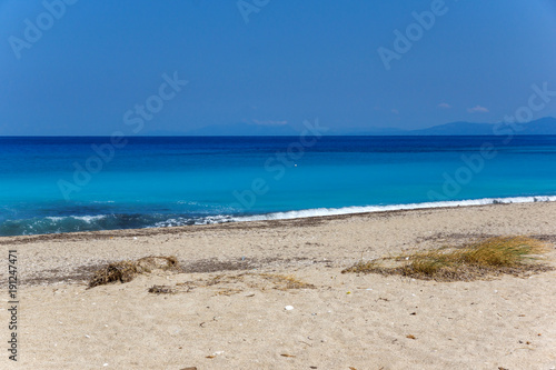 Panoramic view of Girapetra Beach with blue waters, Lefkada, Ionian Islands, Greece