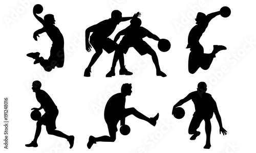 silhouette collection of basketball players photo