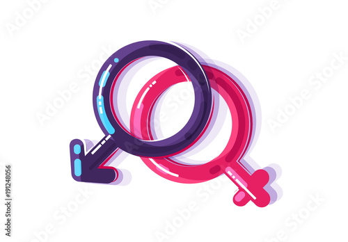 Female and male sex symbol, gender men and women.