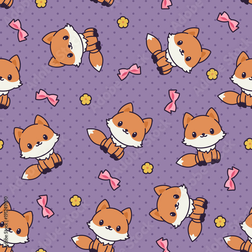 Kawaii foxes seamless vector pattern/wallpaper.