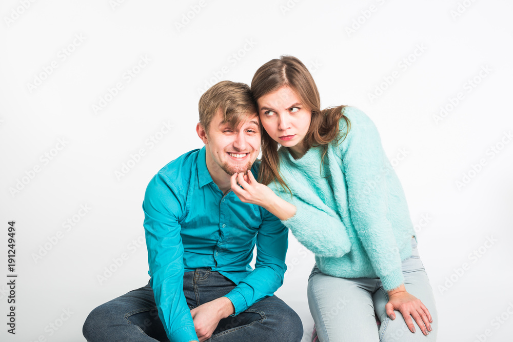Happy couple having fun and fooling around. Joyful man and woman have nice time. Good relationship and valentines day concept Happy couple having fun and fooling around. Joyful man and woman have nice time. Good relationship and valentines day concept