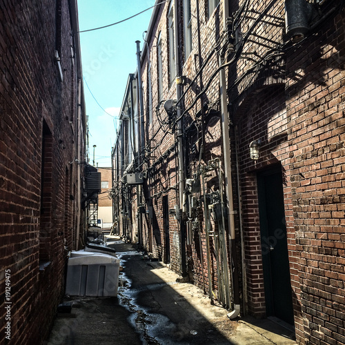 historic brick building alleyway