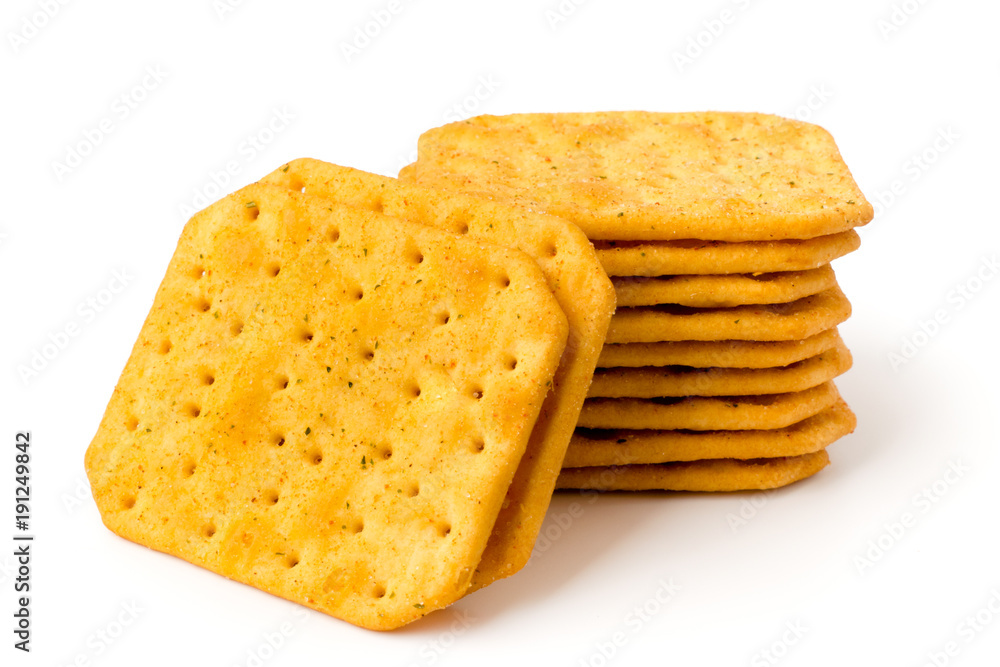 Cookie cracker on a white Cookie cracker on a white