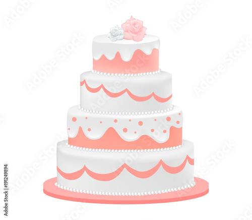 Wedding cake decorated with roses