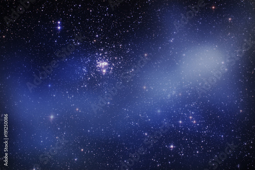 Fototapeta Naklejka Na Ścianę i Meble -  Milky way stars on a dark sky. 2D render / illustration.