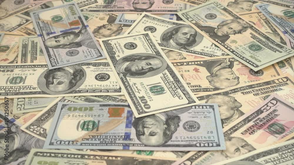 The falling dollar banknotes. Slow Motion. The falling dollar banknotes. Slow Motion.