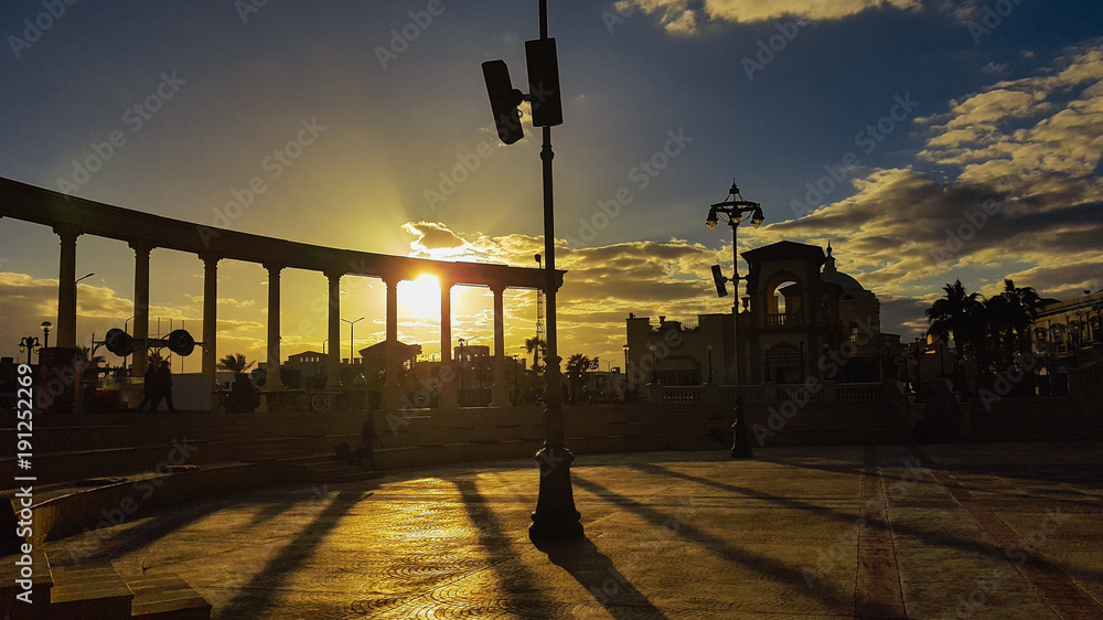 Ancient pillars by sunset. Egypt, Sharm El Sheikh