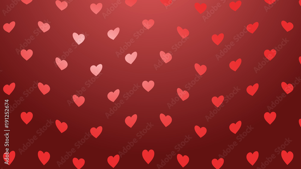 Flying red hearts vector background