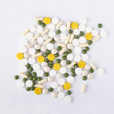Many pills on white background isolated