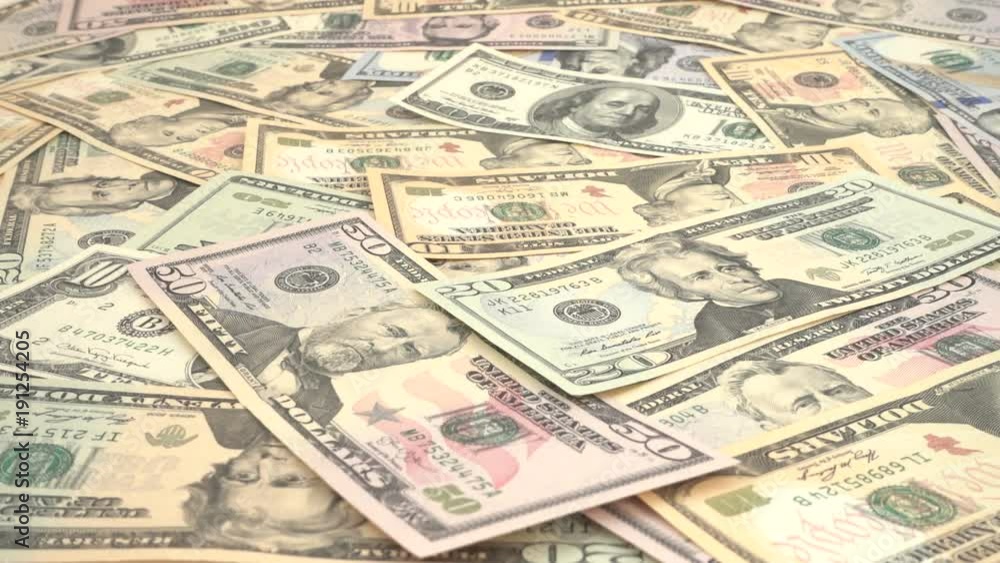 The falling dollar banknotes. Slow Motion. The falling dollar banknotes. Slow Motion.