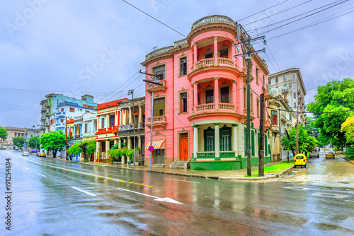 Ancient buildings in the street of Cuban Havana at noon after rain © Viktor Birkus