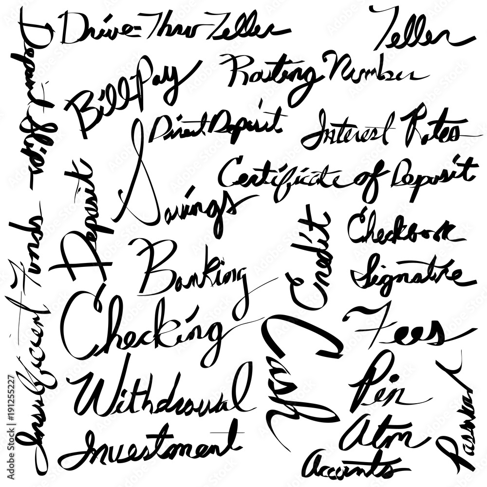 Financial Banking Calligraphy Text Set Financial Banking Calligraphy Text Set