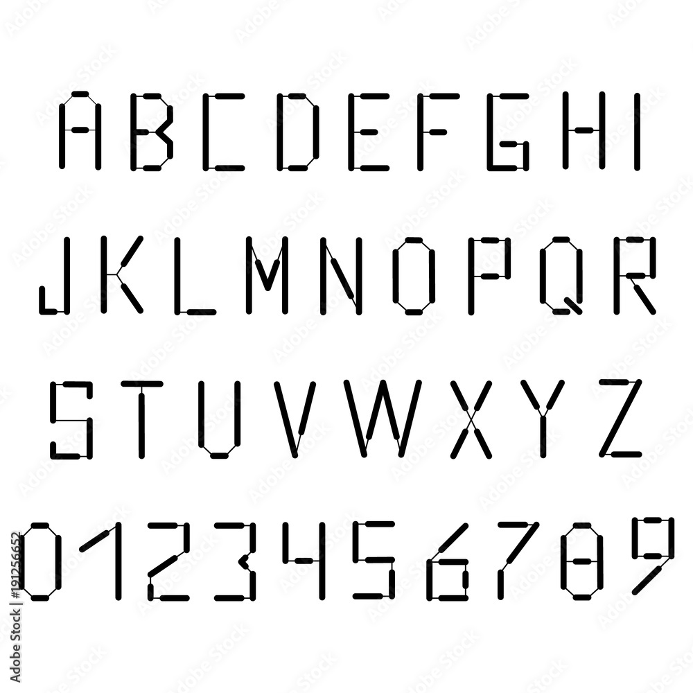Simple black alphabet in the style of the postal font. English ...