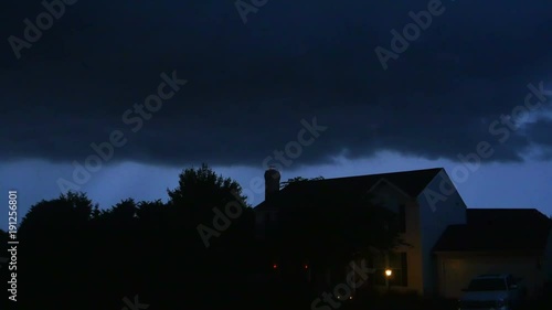 3601 Thunderstorm at Neighborhood with Lightning Strike, 4K