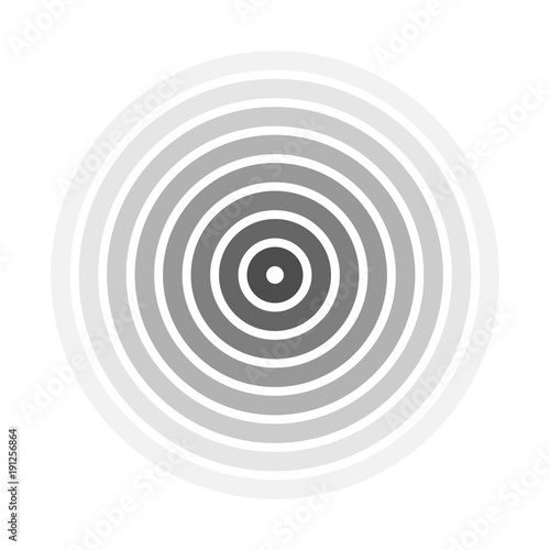 Grey concentric rings. Epicenter theme. Simple flat vector illustration.