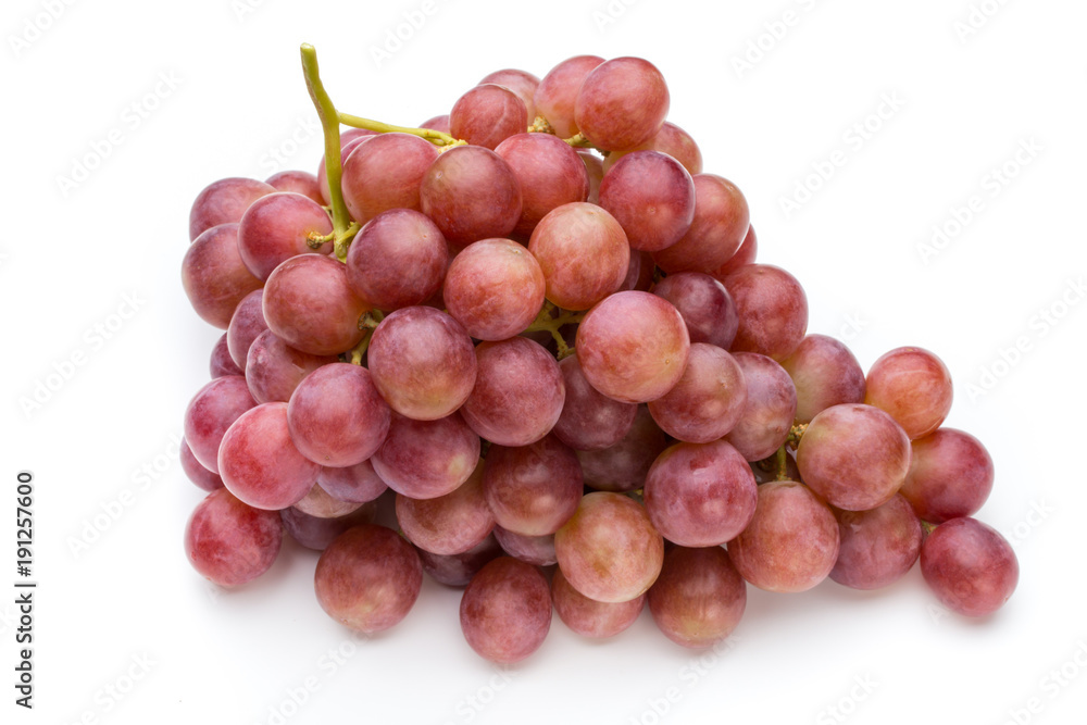 Ripe red grape isolated on white.