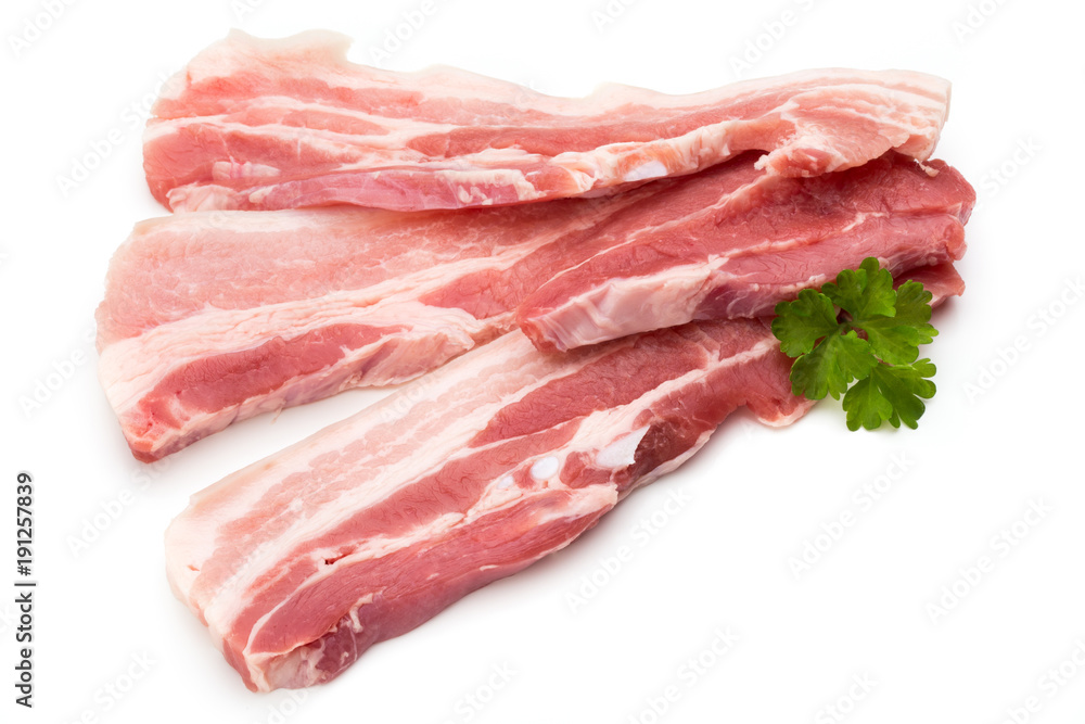 Meat pork slices isolated on the white background. Meat pork slices isolated on the white background.
