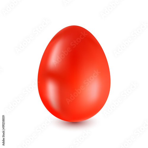 Red Easter Egg on a white background with a light shadow