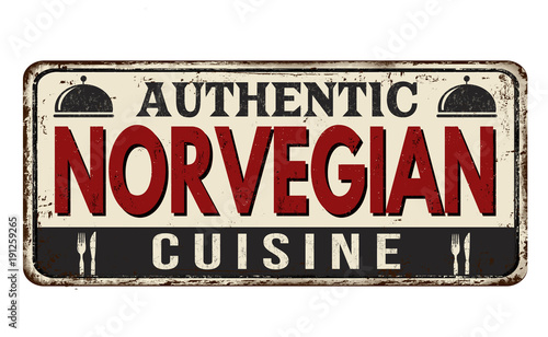 Authentic Norvegian cuisine vintage rusty metal sign