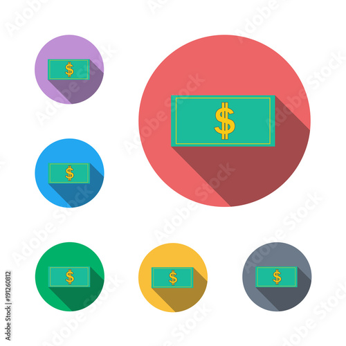 dolar icon button symbol business semi flat icon shadow flat,